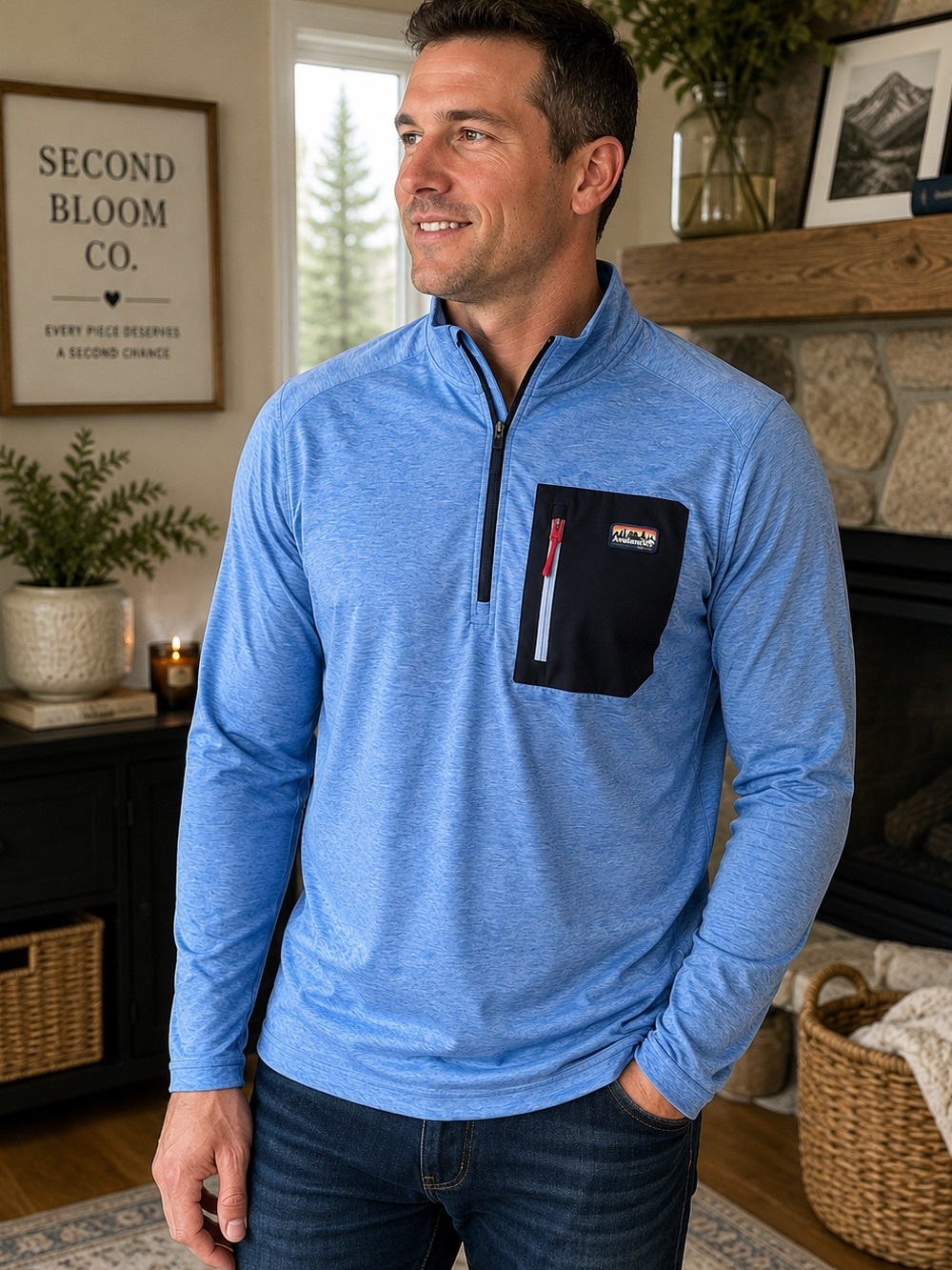 Avalanche Men’s Large Blue Quarter Zip Performance Pullover